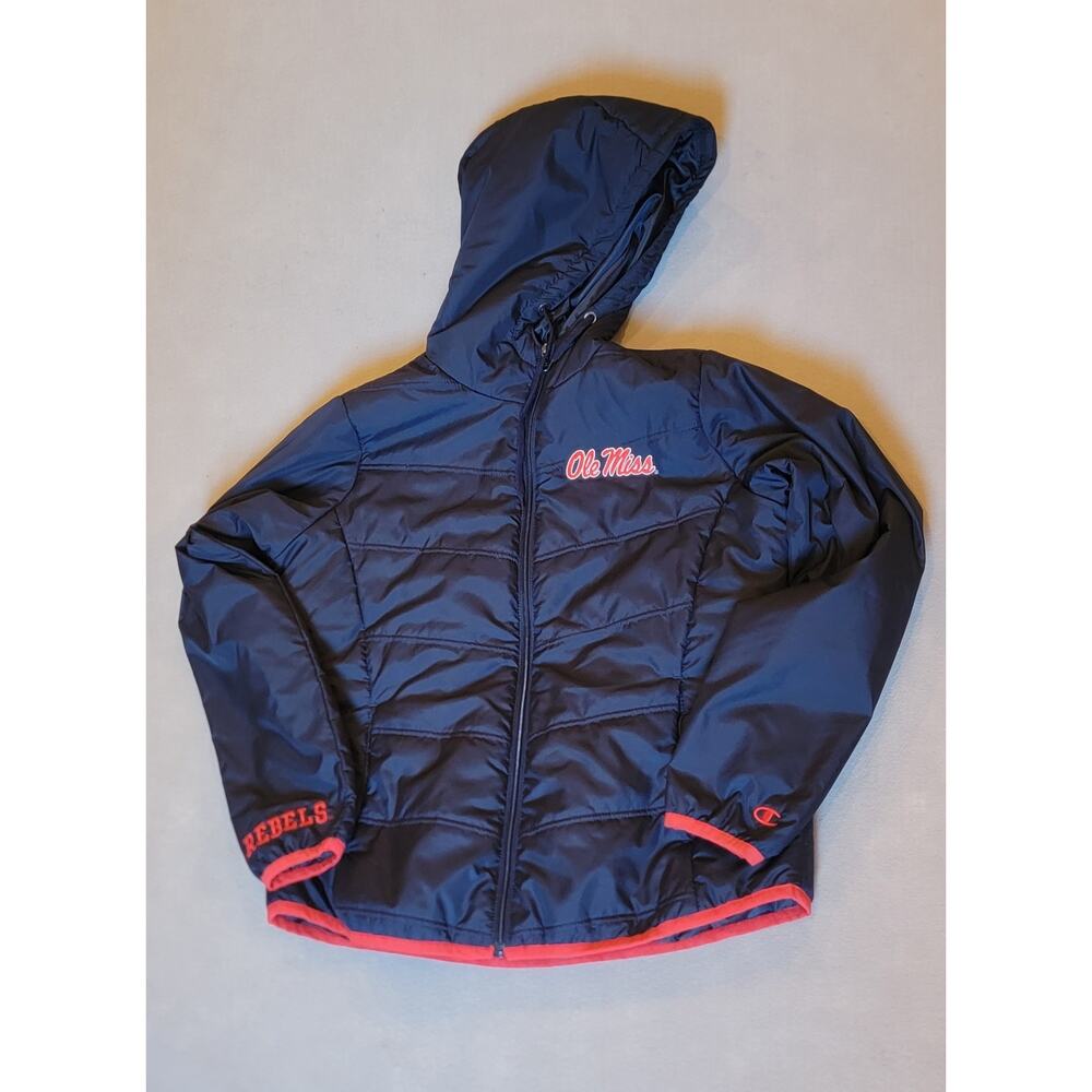 Ole Miss Rebels Champion Puffer Jacket - Navy & Red - Size XL - Hotty Toddy